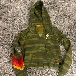 Aviator Nation Cropped Camouflage Hoodie